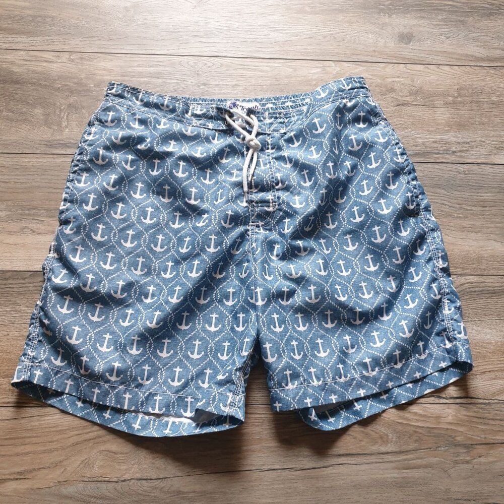 Men Trunks Surf Swim Co Anchor Print Swim XL Drawstring 36 In Waist Mesh Lining
